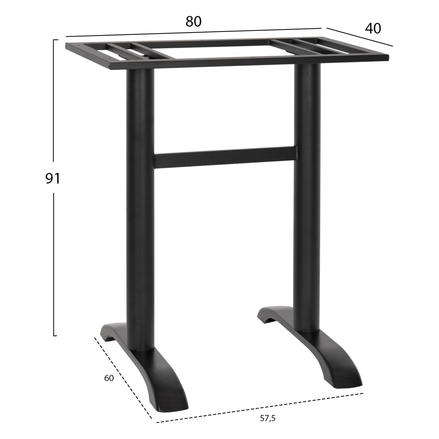 Bar Table Base Metal Medium Height Hm479.01 Double In Black Color 40Χ80Χ91hcm.
