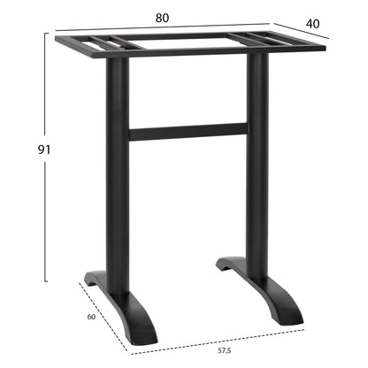 Bar Table Base Metal Medium Height Hm479.01 Double In Black Color 40Χ80Χ91hcm.