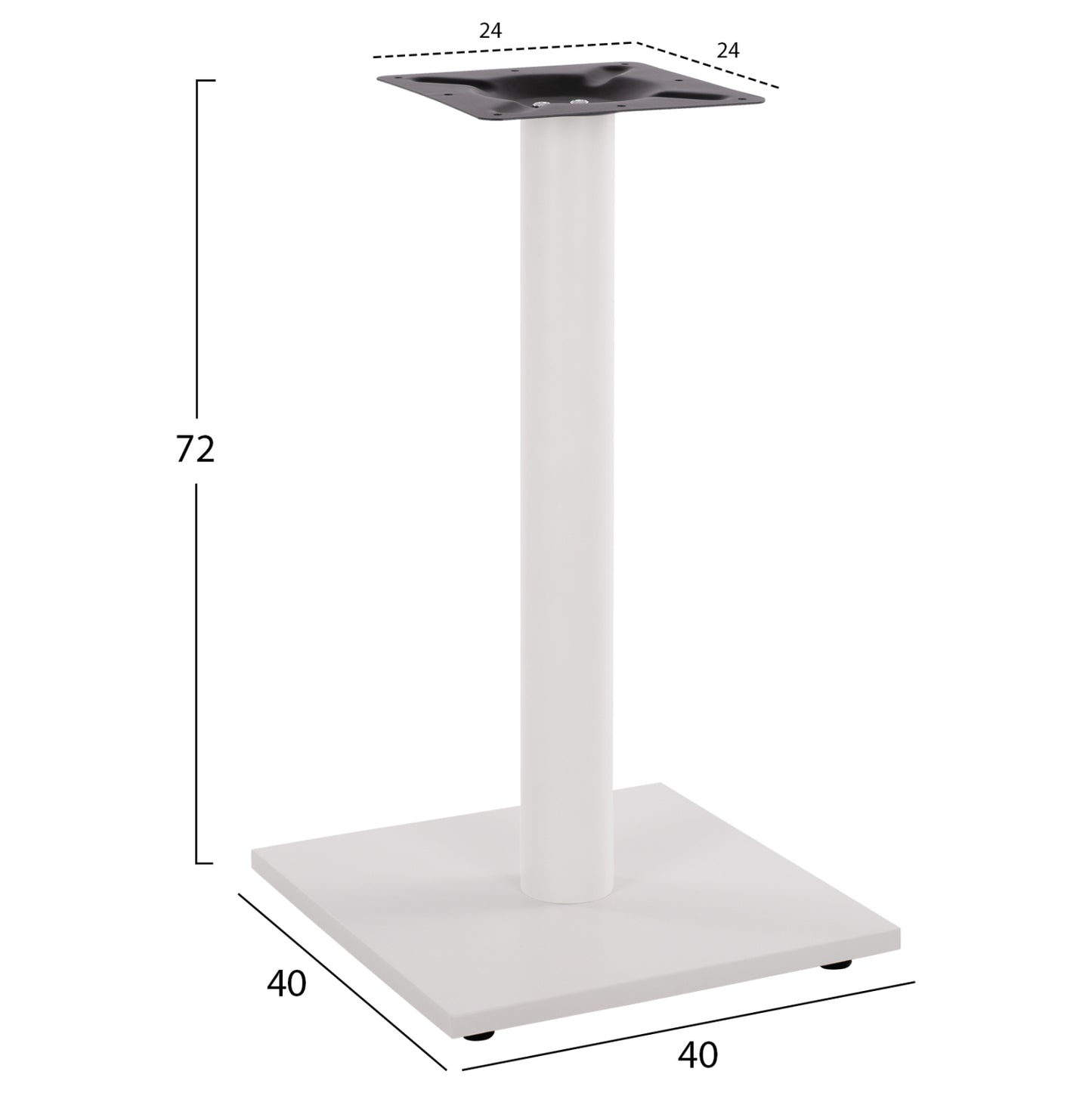 Base Metallic White Matte 40x40x72 With Adjusters Hm421.12
