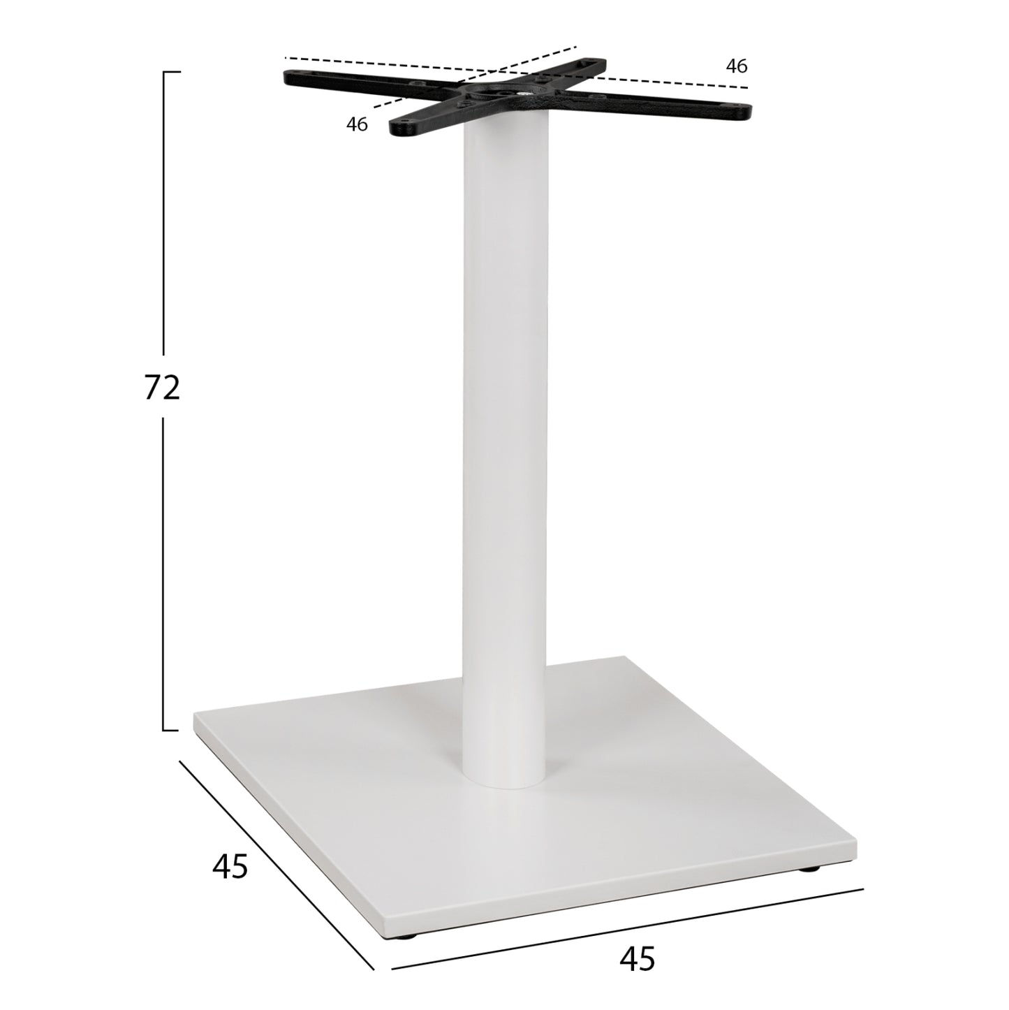 Metallic Base White Matte 46x46x72h With Cross 46x46 And Adjusters Hm438.02