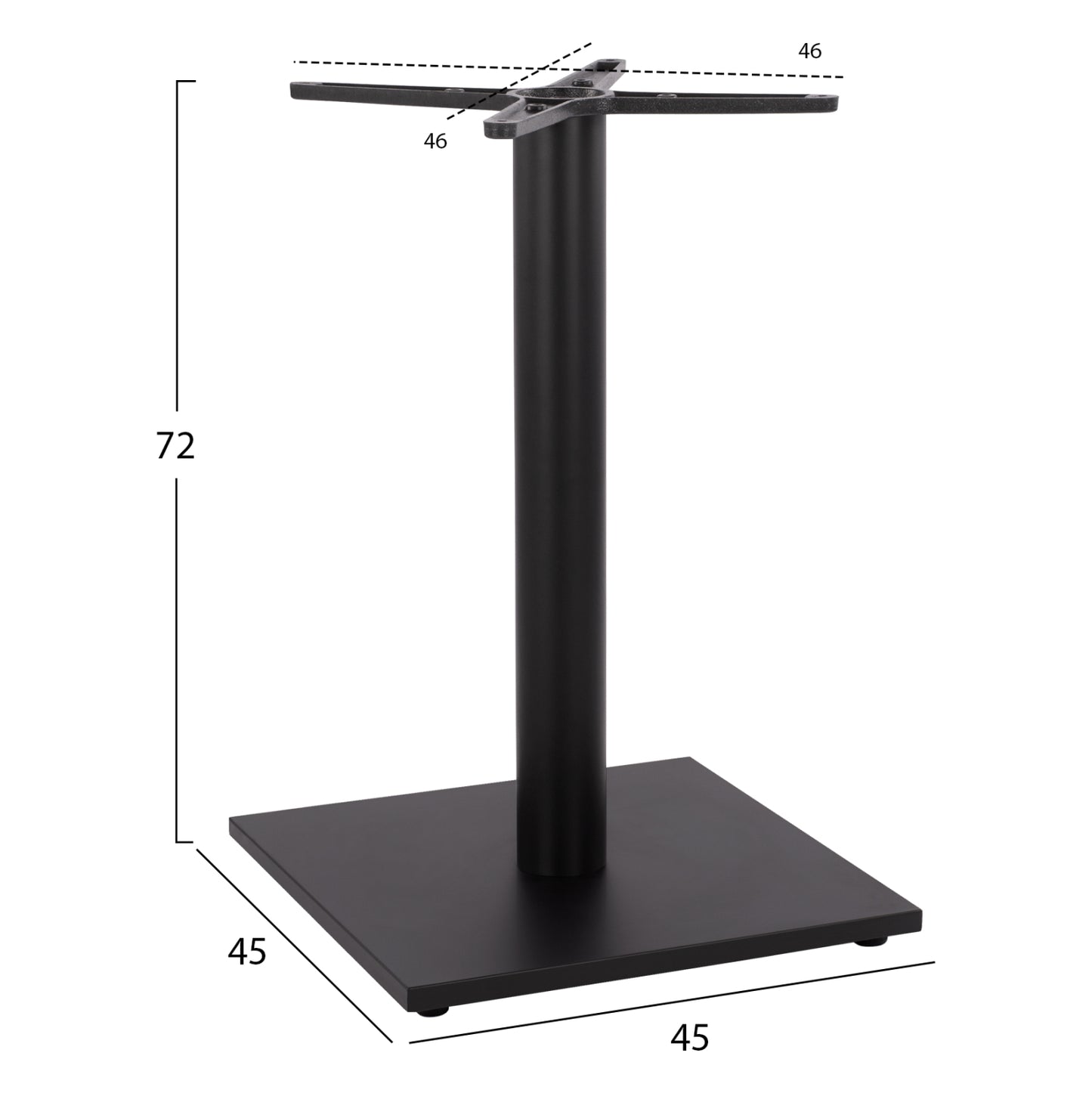 Base Metallic Black Matte 45x45x72 With Adjuster Hm438