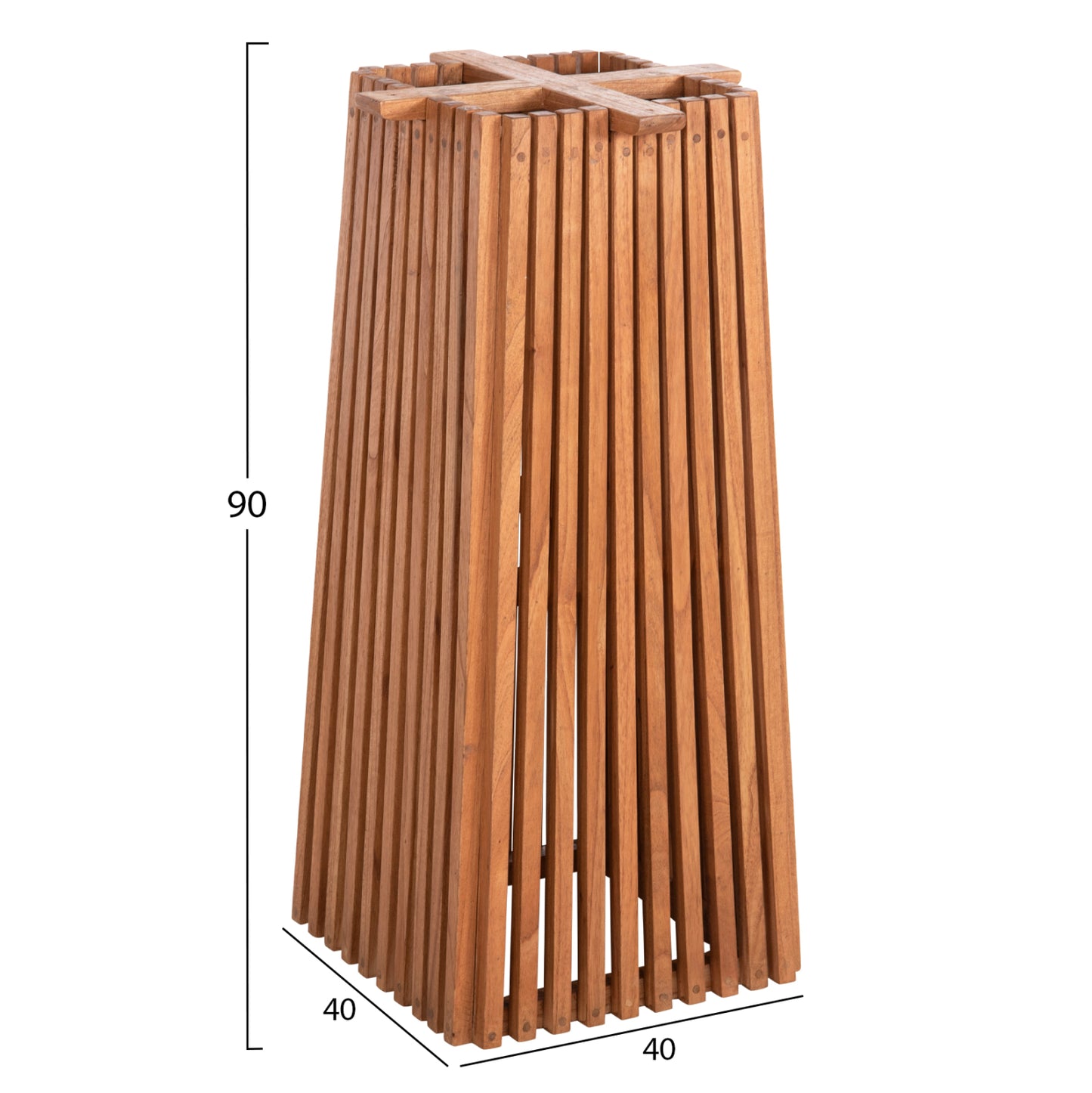 Indoor Bar Table Legs-base Med.height Square Frantz Hm9858.11 Mindi Wood In Natural 40x40x90hcm.