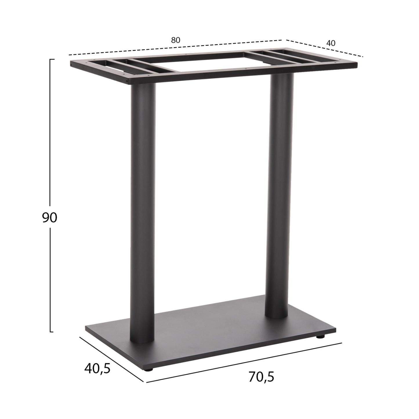 Bar Table Base Hm478.20 Medium Height Matte Grey Metal 2-pillar 40Χ80Χ90hcm.