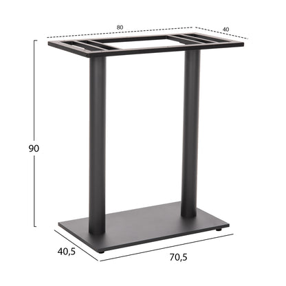 Bar Table Base Hm478.20 Medium Height Matte Grey Metal 2-pillar 40Χ80Χ90hcm.