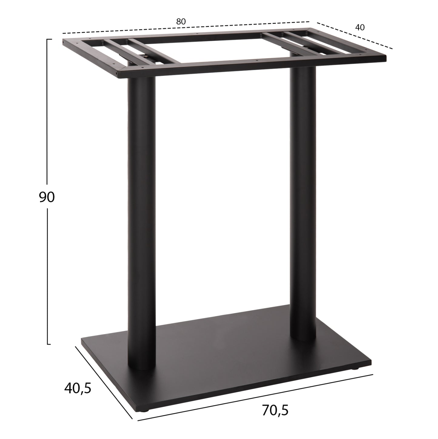 Bar Table Base Hm478.01 Medium Height Matte Black Metal 2-pillar 40Χ80Χ90hcm.