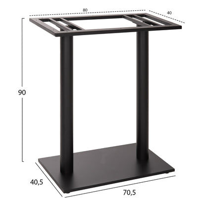 Bar Table Base Hm478.01 Medium Height Matte Black Metal 2-pillar 40Χ80Χ90hcm.