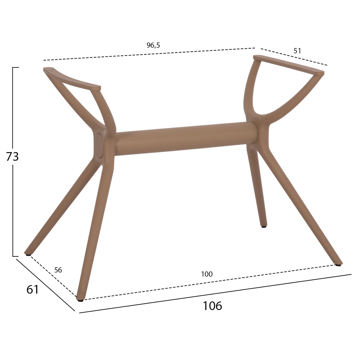Polypropylene-metal Table Base Cappuccino Hm463.04 For Tabletop 120x80cm.