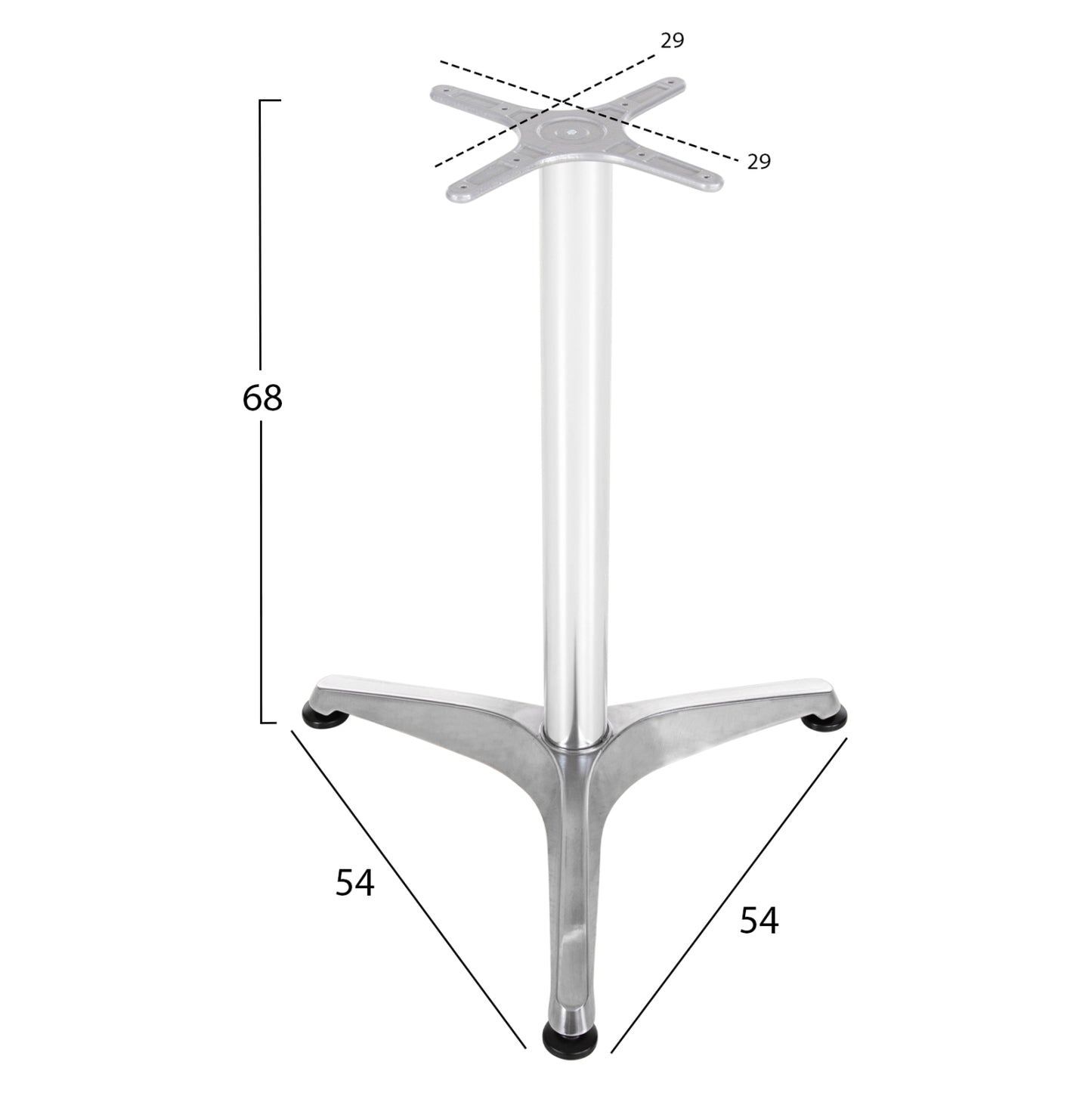 Base For Table Hm449.01 Aluminum In Chrome Cross 28,5x28,5cm.- Leg Dimensions: 54x54x68hcm.