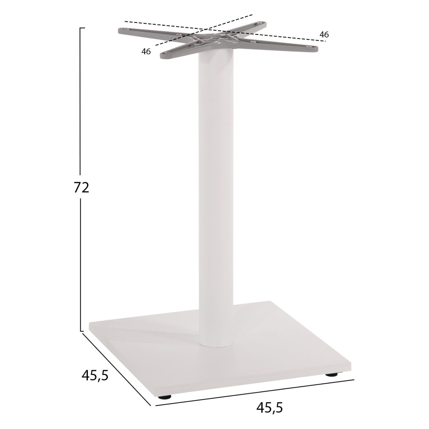 Base For Table Hm475.02 Aluminum Matte White-46x46cm Cross- 46Χ46Χ72hcm.