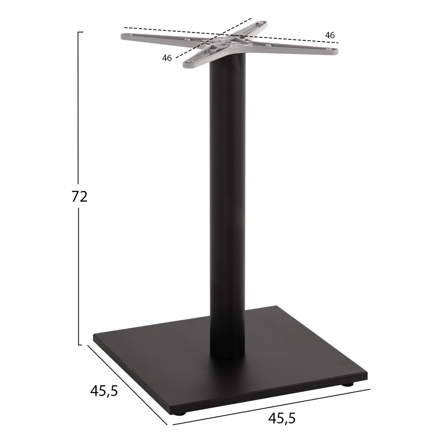 Base For Table Hm475.01 Aluminum Matte Black-46x46cm Cross 46Χ46Χ72hcm.