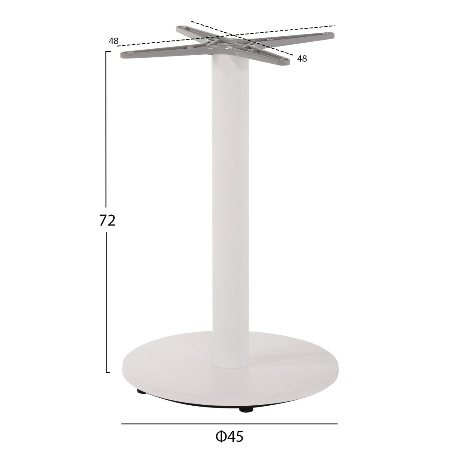 Table Base Aluminum Hm476.02 Round In Matte White 48x48cm Cross Φ45Χ72hcm.