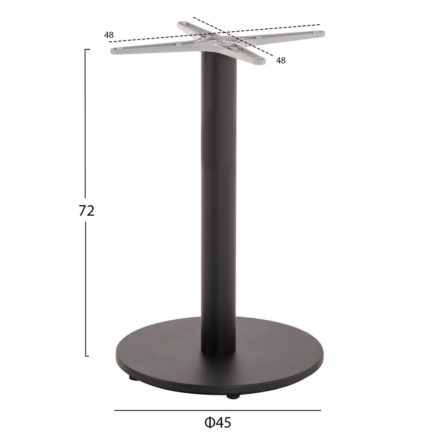 Table Base Aluminum Hm476.01 Round In Matte Black 48x48cm Cross Φ45Χ72hcm.