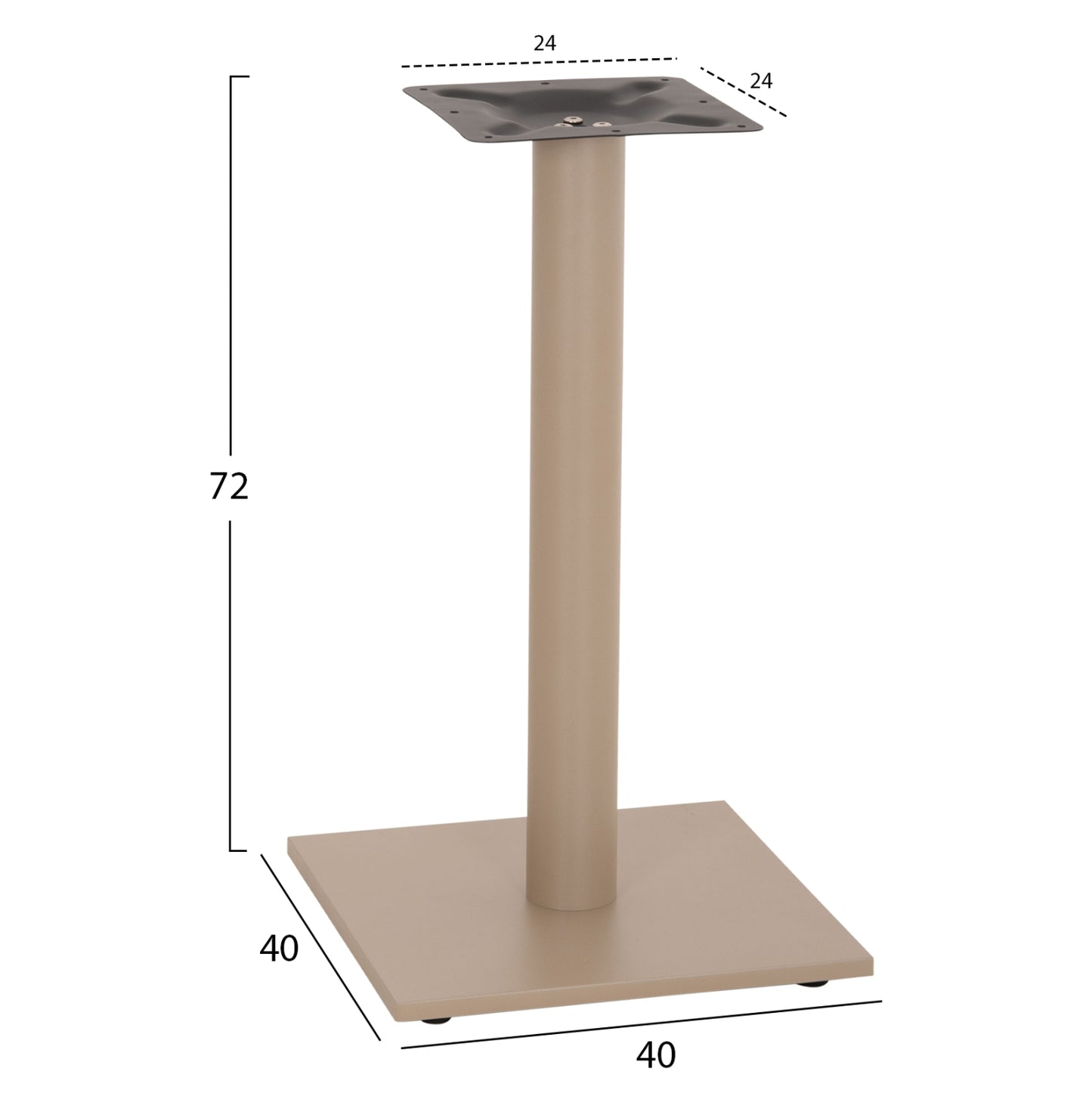 Table Base Metal ΗΜ421.25 Cappuccino 40x40x72Ηcm