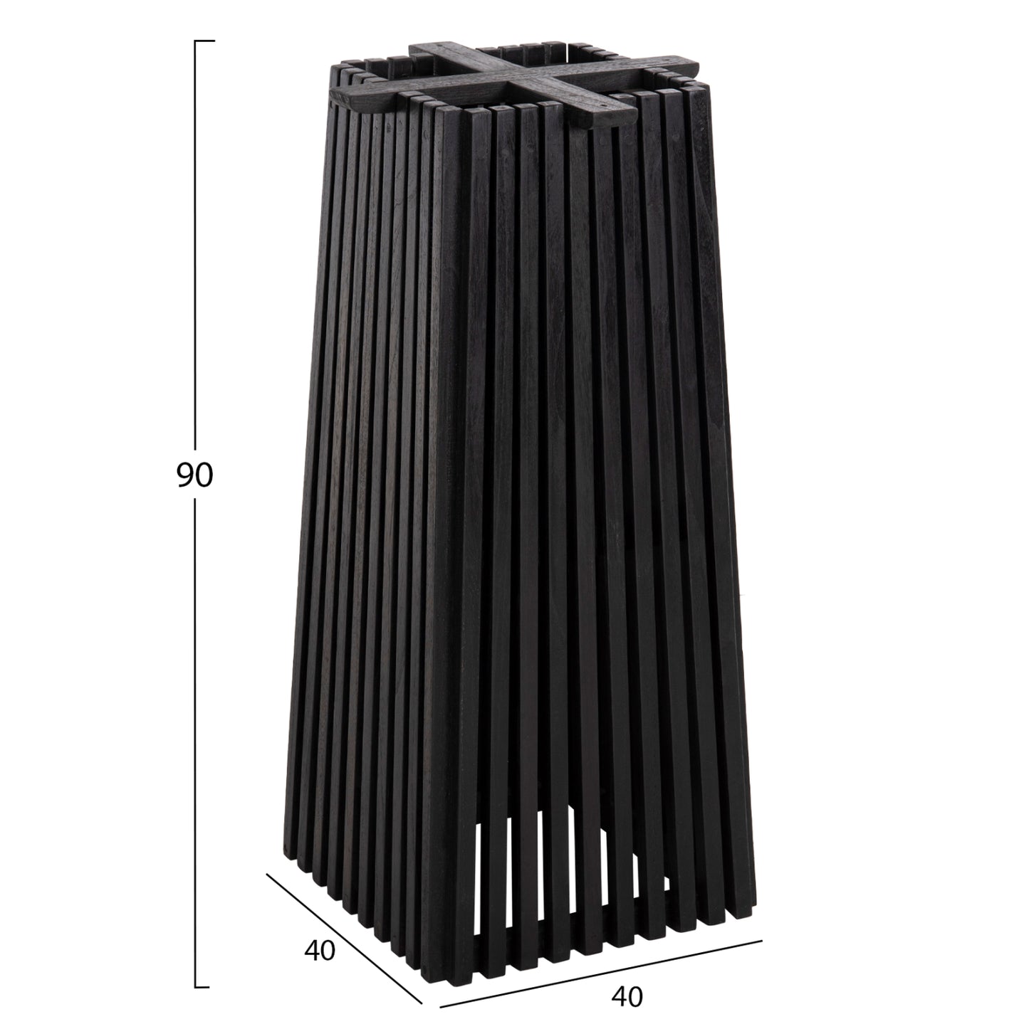 Indoor Bar Table Legs-base Med.height Square Frantz Hm9858.12 Mindi Wood In Black 40x40x90hcm.