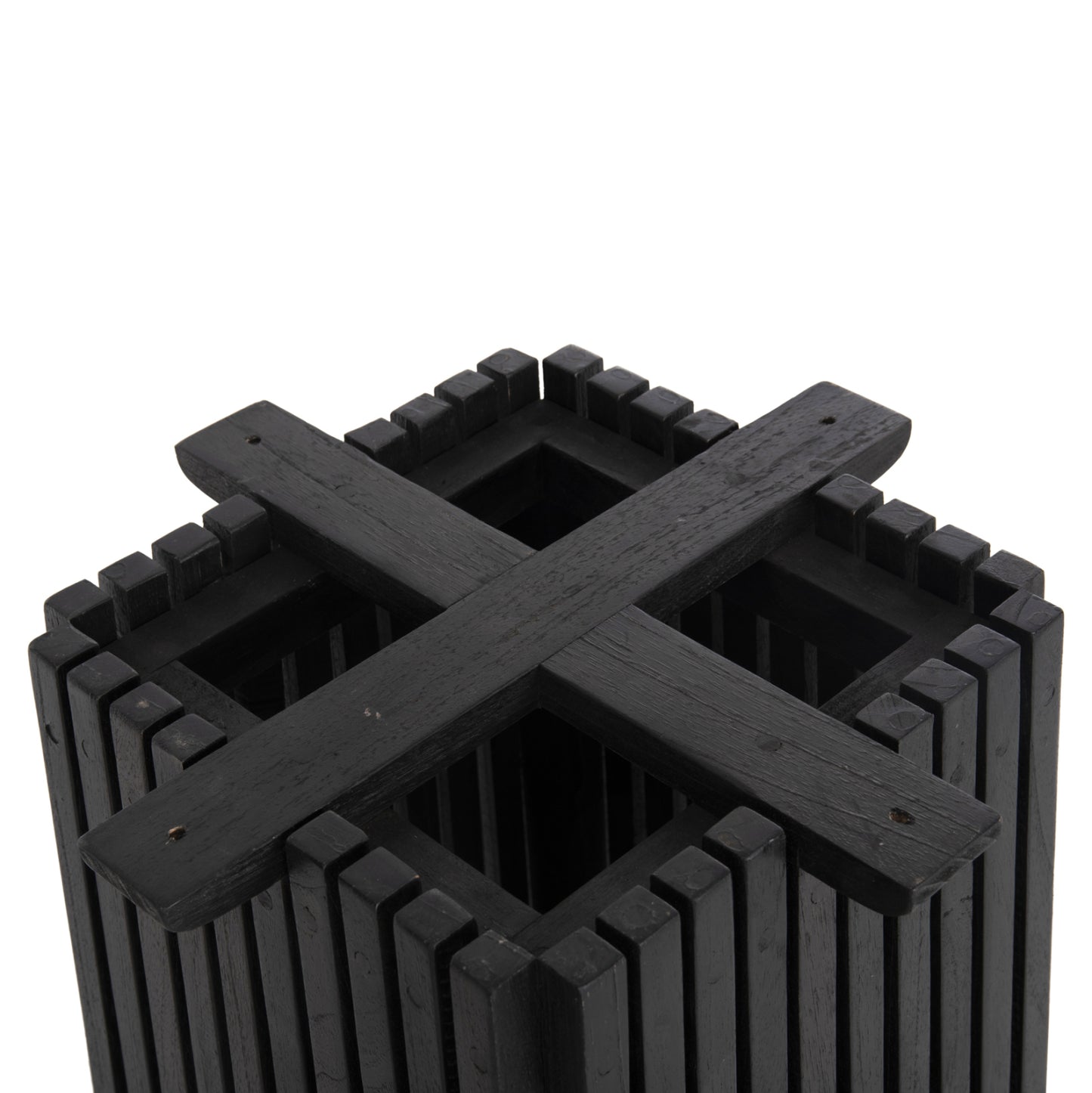 Indoor Bar Table Legs-base Med.height Square Frantz Hm9858.12 Mindi Wood In Black 40x40x90hcm.