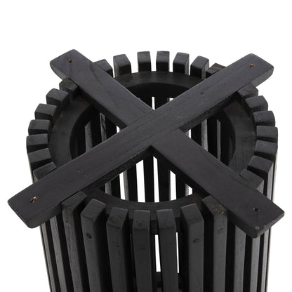 Indoor Table Legs-base Round Frantz Hm9459.12 Mindi Wood In Black Φ45x74hcm.