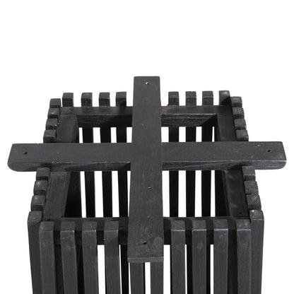 Indoor Table Legs-base Square Frantz Hm9460.12 Mindi Wood In Black 45x45x73hcm.