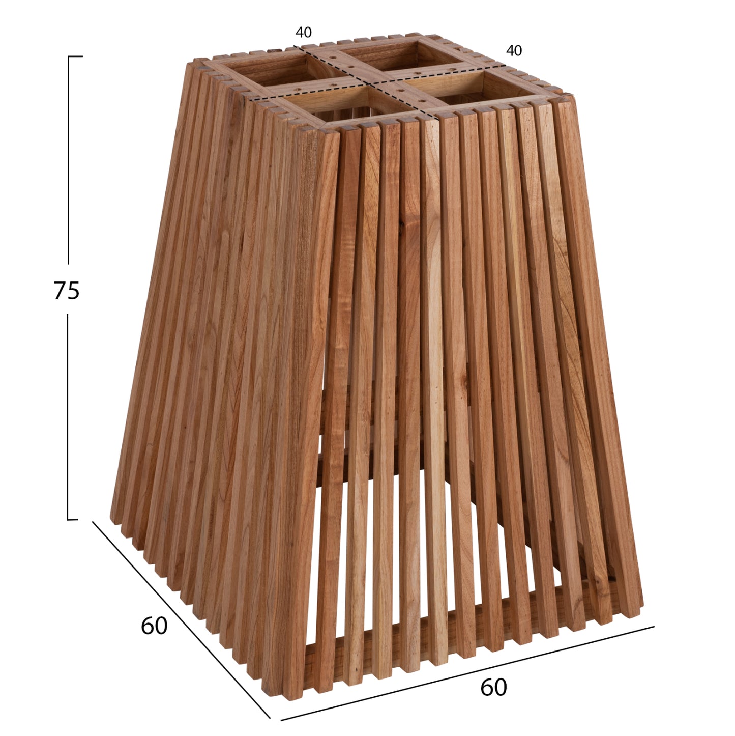 Indoor Table Base Square Frantz Hm9460.01 Indoors-mindi Wood 60x60x75hcm.