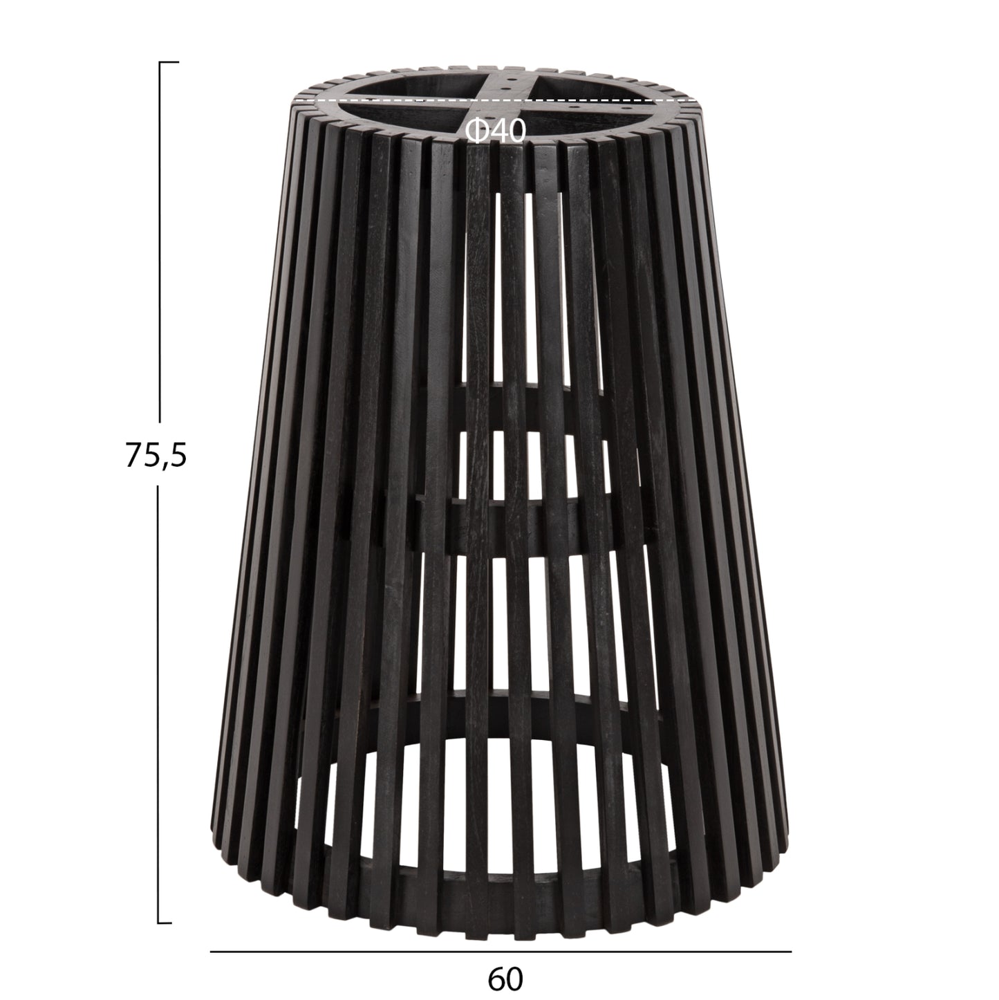 Indoor Table Legs Hm9459.02 Mindi Wood In Black Φ60x75.5hcm.