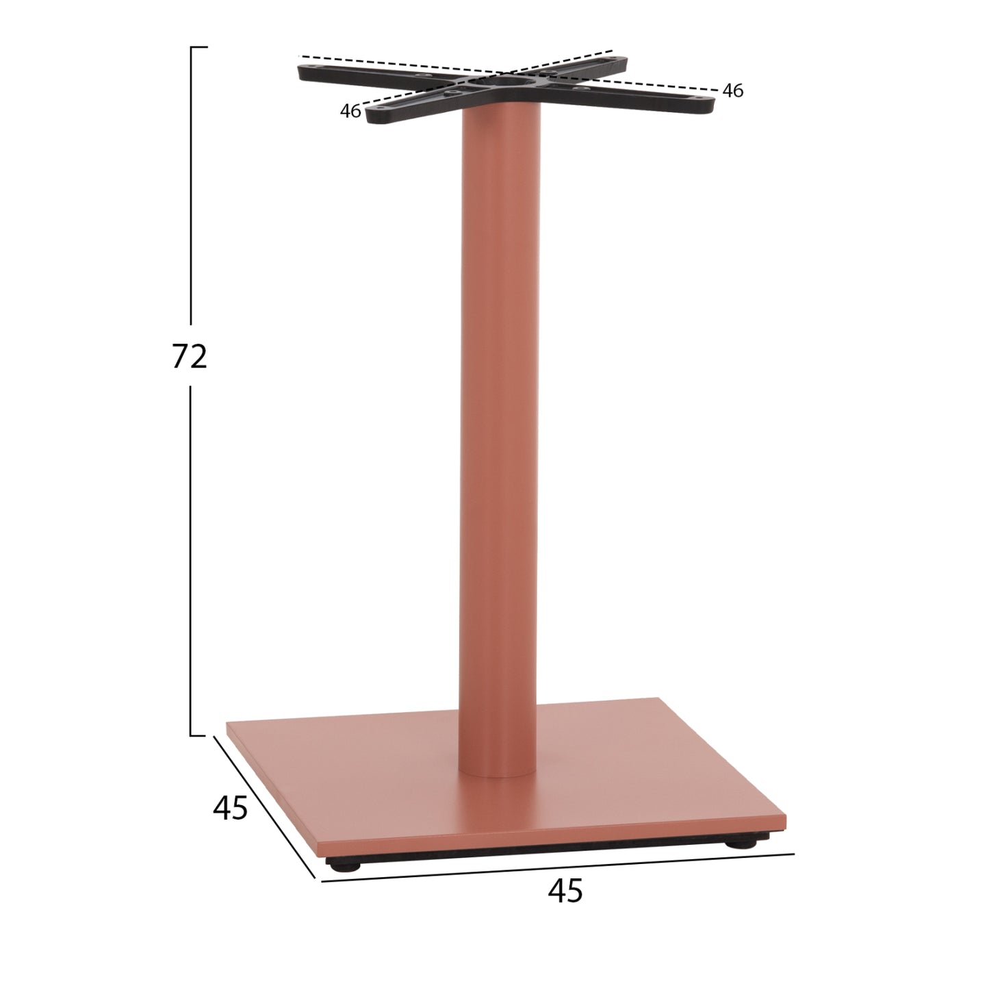 Table Base Hm438.27 Metal In Terracotta-height Adjusters 46x46x72hcm.