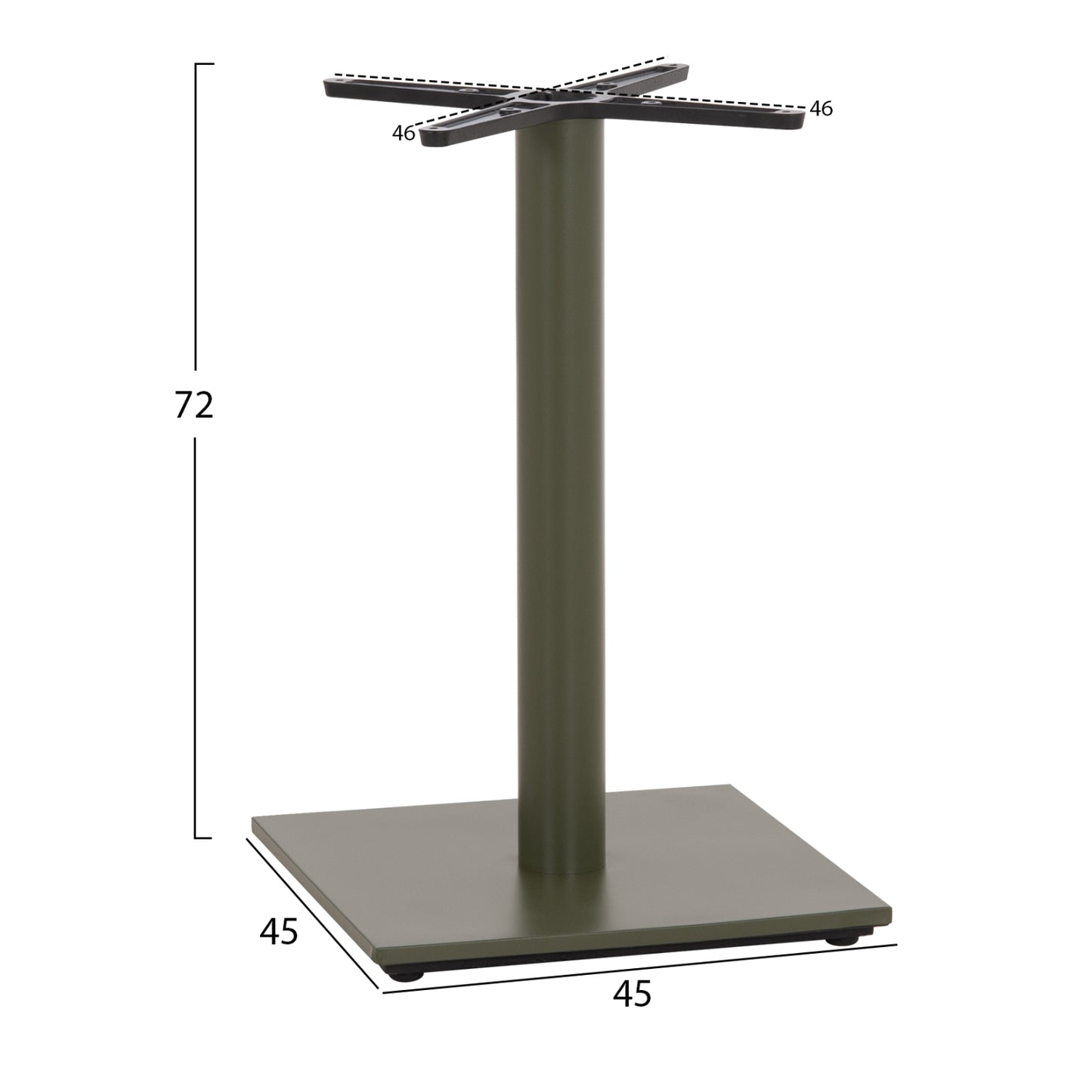 Table Base Hm438.28 Metal In Green-height Adjusters 46x46x72hcm.