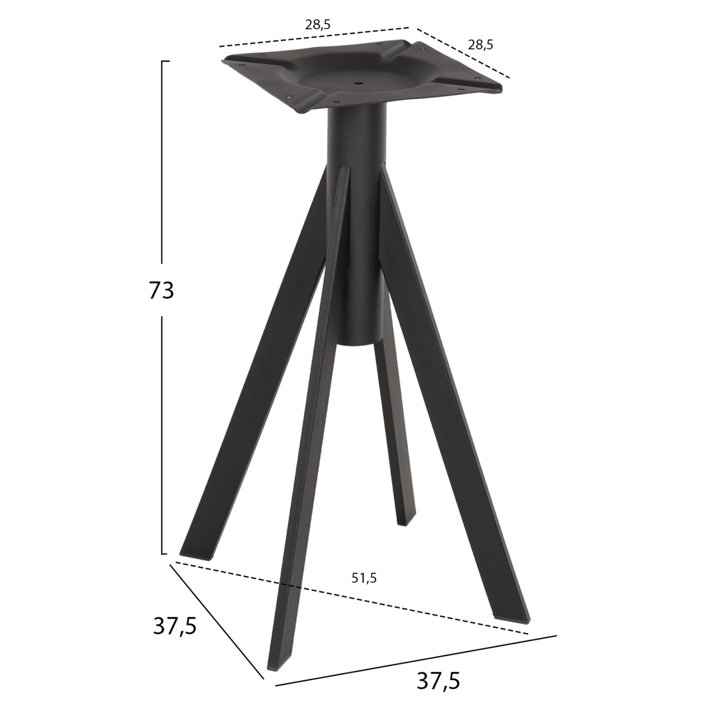 Table Base Hm5918 Black Metal 37,5x37,5x73hcm.
