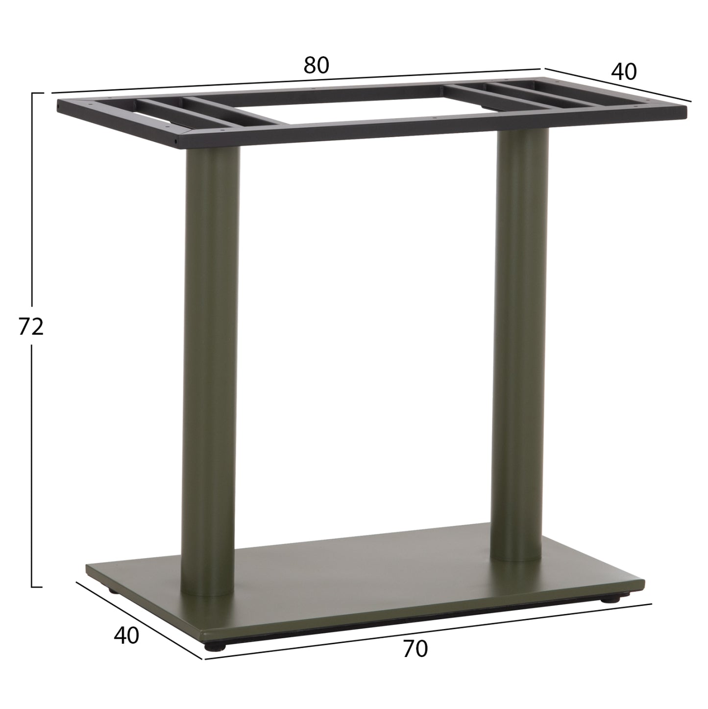 Base For Table Hm435.28 Metal Double In Green With Height Adjusters 80Χ40Χ72hcm.