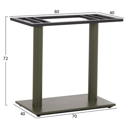 Base For Table Hm435.28 Metal Double In Green With Height Adjusters 80Χ40Χ72hcm.