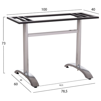 Double Base For Table Hm461.13 Chromed Aluminum With Height Adjusters 100x60x73hcm