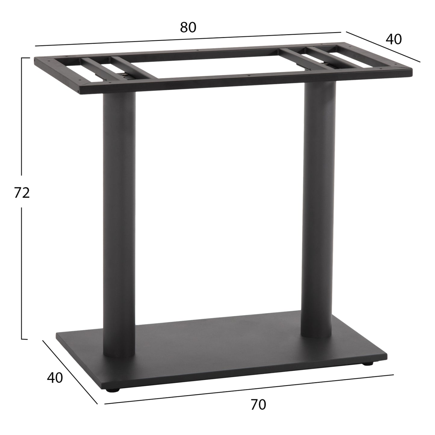 Base For Table Hm435.20 Metal Double In Matte Grey With Height Adjusters 80Χ40Χ72hcm.