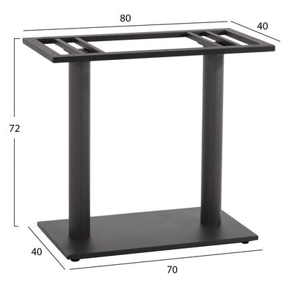 Base For Table Hm435.20 Metal Double In Matte Grey With Height Adjusters 80Χ40Χ72hcm.