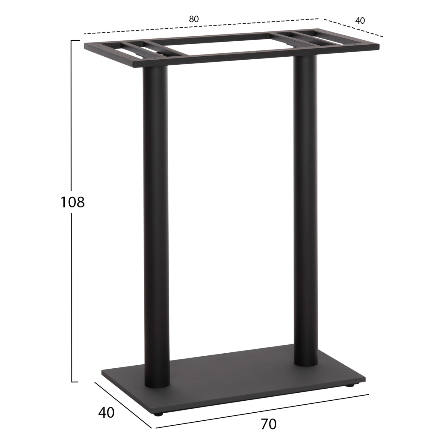 Base For Bar Table Hm480.01 Two Legs-metal In Black Color 80x40x108hcm.