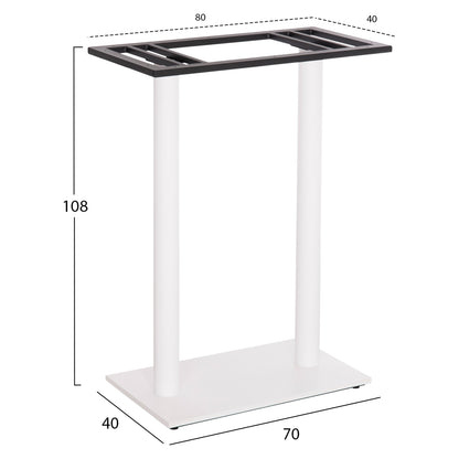 Base For Bar Table Hm480.02 Two Legs-metal In White Matte Color 80x40x108hcm.