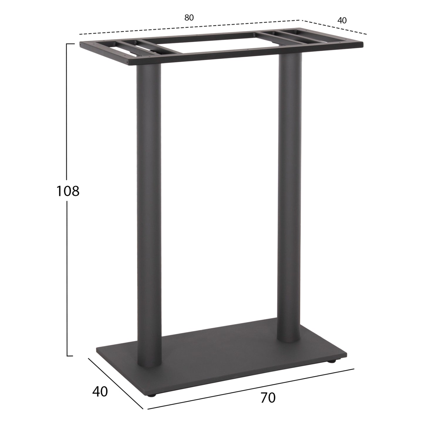 Base For Bar Table Hm480.20 Two Legs-metal In Grey Color 80x40x108hcm.