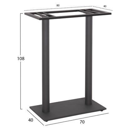 Base For Bar Table Hm480.20 Two Legs-metal In Grey Color 80x40x108hcm.