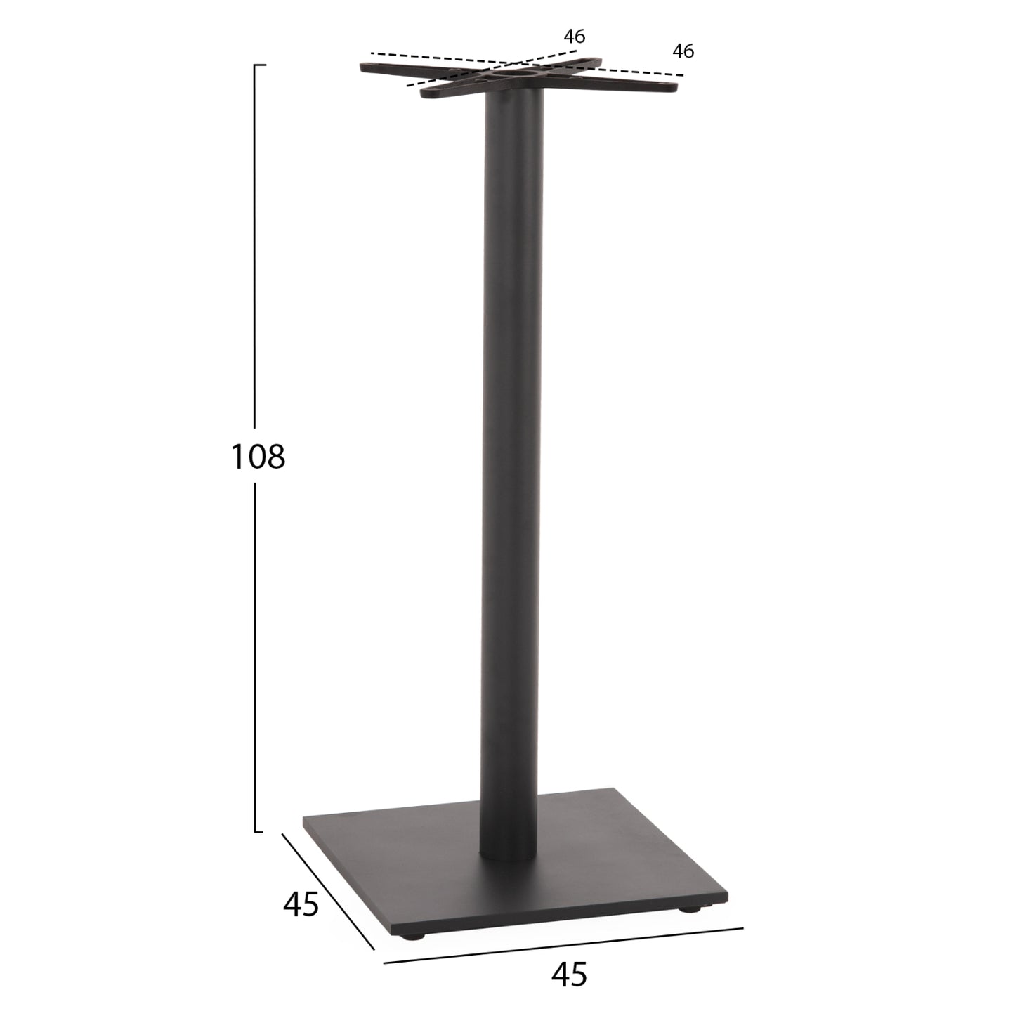 Base For Bar Table Hm439.20 Matte Grey Metal With Height Adjusters 46Χ46Χ108hcm.