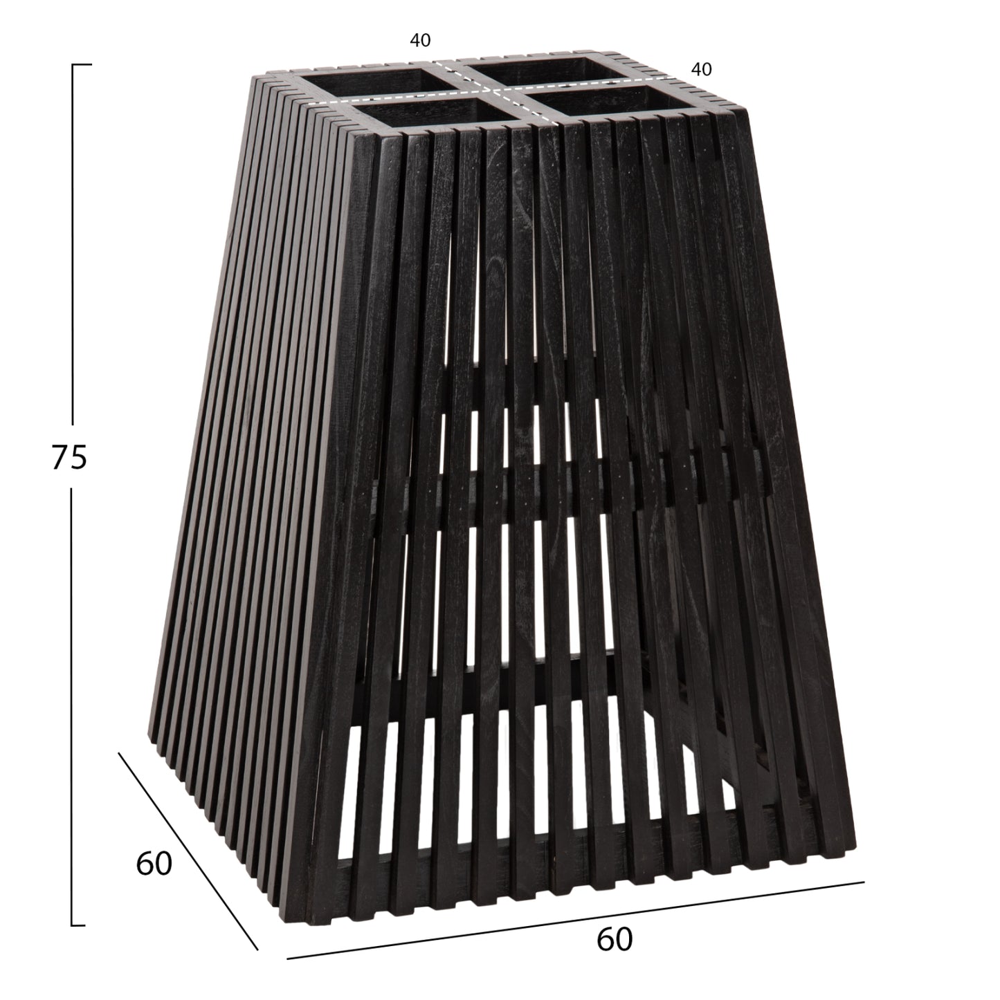 Indoor Table Base Square Frantz Hm9460.02 Indoors-mindi Wood In Black Color 60x60x75hcm.