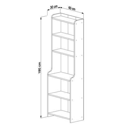 Bookcase Neat Hm18194.04 Melamine In Antural Wood Color 60x30x180hcm.