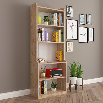 Bookcase Neat Hm18194.04 Melamine In Antural Wood Color 60x30x180hcm.