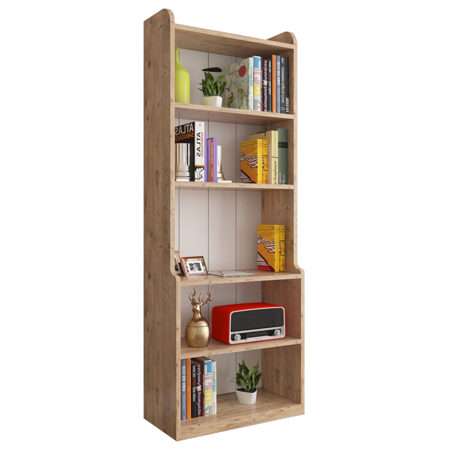 Bookcase Neat Hm18194.04 Melamine In Antural Wood Color 60x30x180hcm.