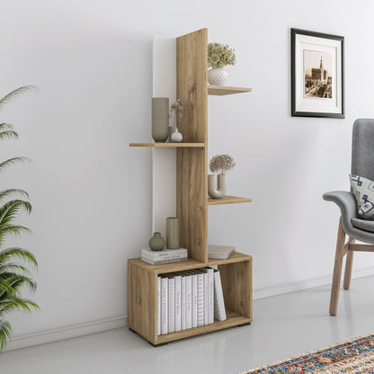 Bookcase Trivio Hm18195.03 Melamine In White-atlantis Green 50x25x127hcm.