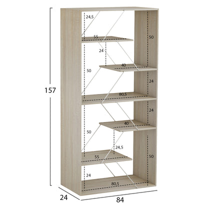 Bookcase Tars Melamine Sonoma-white Metal Rods 84x24x157hcm.hm2240.11