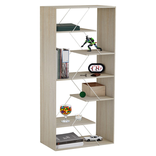 Bookcase Tars Melamine Sonoma-white Metal Rods 84x24x157hcm.hm2240.11