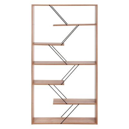 Bookcase Tars Hm2240.14 Natural Oak Melamine-black Metal Rods 84x24x157hcm.