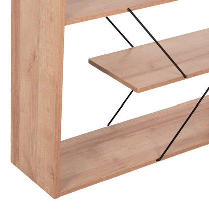 Bookcase Tars Hm2240.14 Natural Oak Melamine-black Metal Rods 84x24x157hcm.