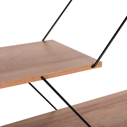 Bookcase Tars Hm2240.14 Natural Oak Melamine-black Metal Rods 84x24x157hcm.