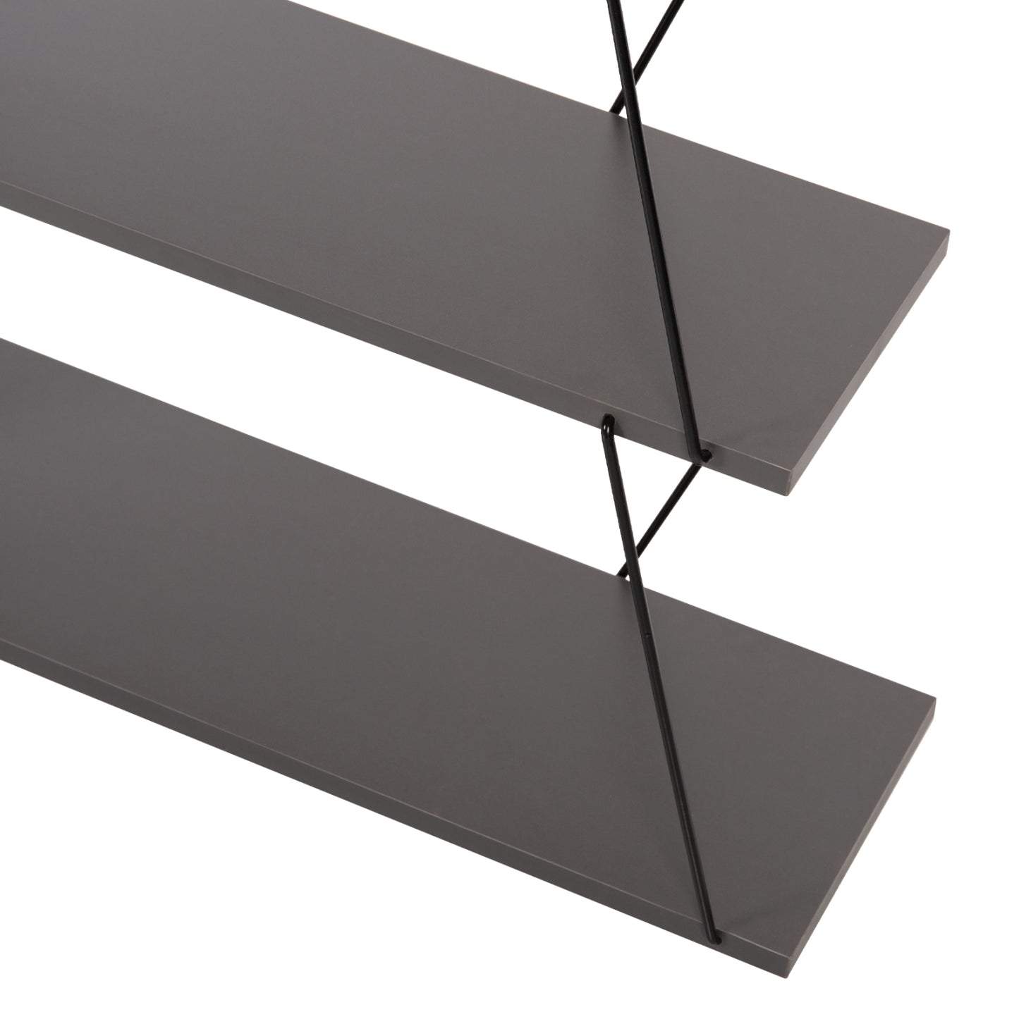 Bookcase Mini Tars Hm2241.20 Grey Melamine-black Metal Rods 65x22-24x146hcm.