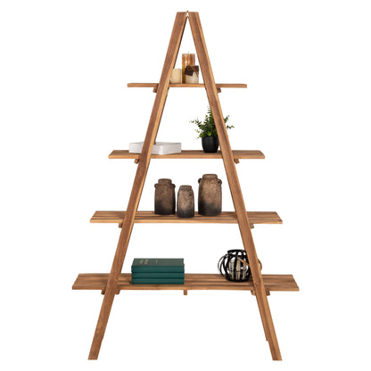 Bookcase Stam Hm7895 Teak Wood In Natural Color 120x33x180hcm