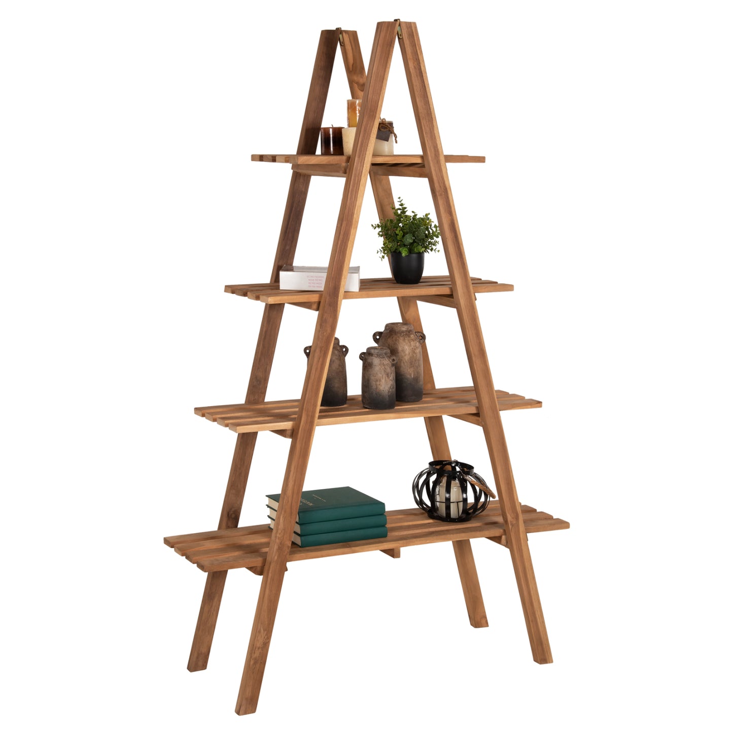 Bookcase Stam Hm7895 Teak Wood In Natural Color 120x33x180hcm
