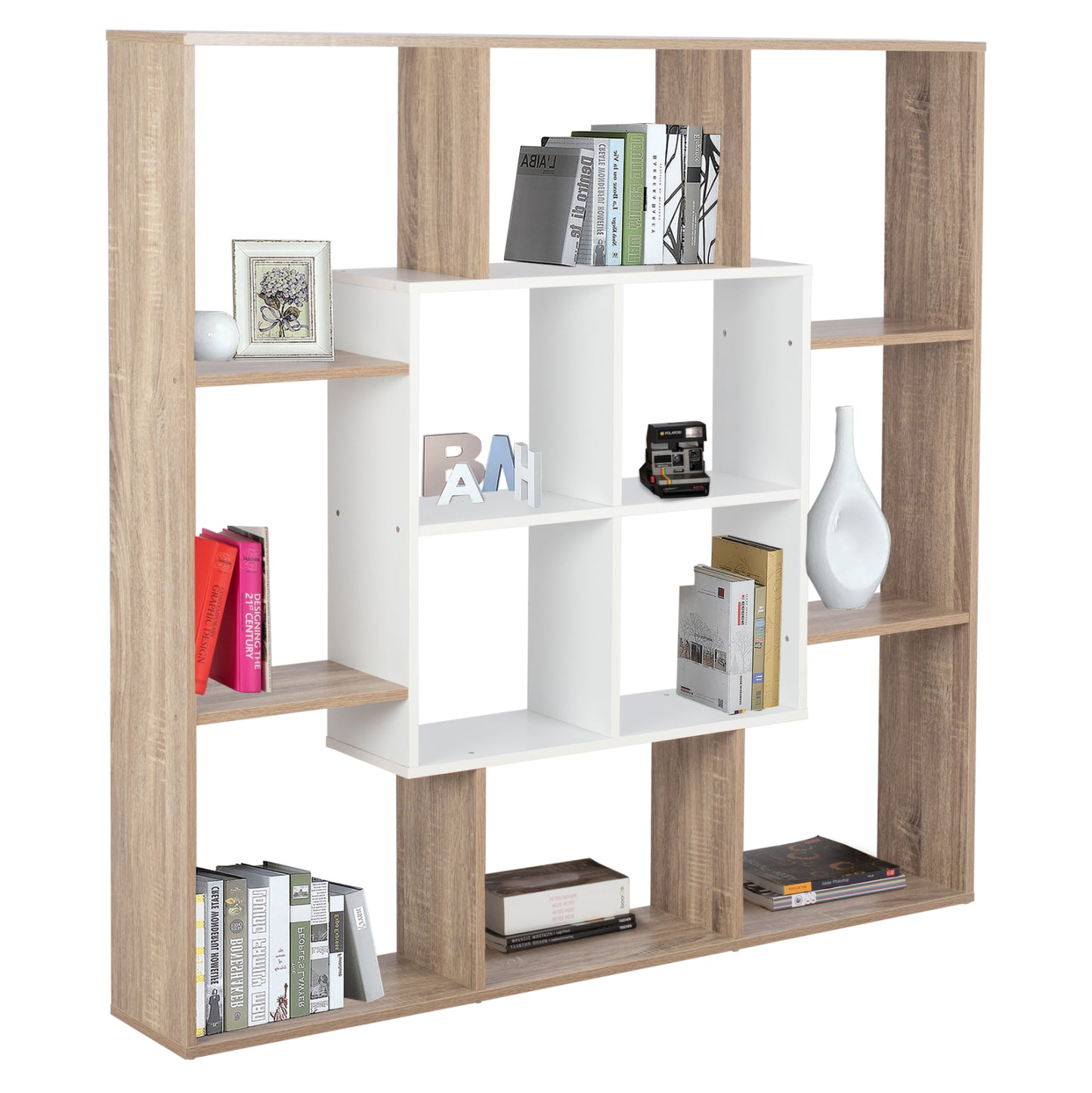 Bookcase Brody Hm8771.01 136x22x136 White